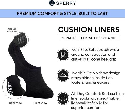 Sperry Women’s 6 Pack No Socks - جوارب بطانة غير مرئية منخفضة المقطوعة in Saudi Arabia