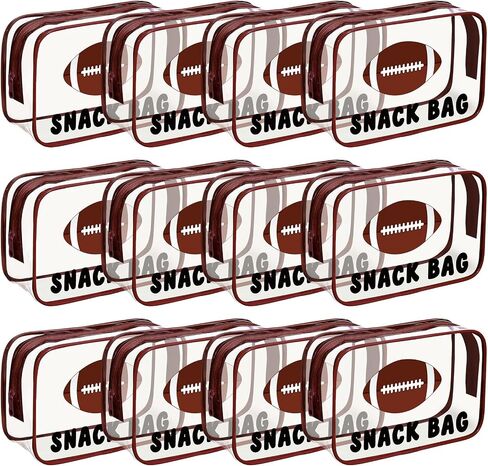 12 PCS Football Snack Facs for Team Gifts Goodie Snack Treatced Candy Bags Bags Clear PVC PVC Wathproof مع حفلات الحفلات الخاصة ببرنامج GIFTS SPORT Supplies Team Girt in Kuwait