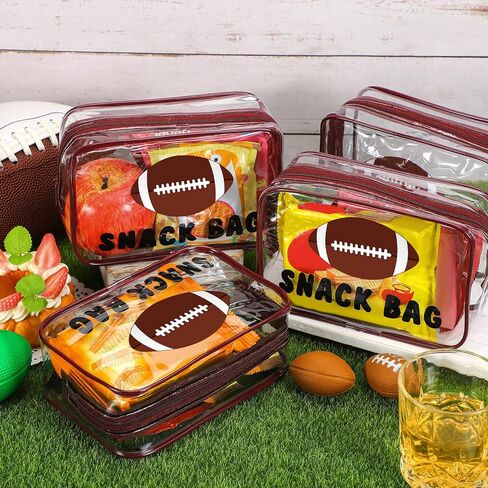 12 PCS Football Snack Facs for Team Gifts Goodie Snack Treatced Candy Bags Bags Clear PVC PVC Wathproof مع حفلات الحفلات الخاصة ببرنامج GIFTS SPORT Supplies Team Girt in Kuwait