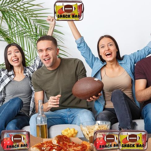 12 PCS Football Snack Facs for Team Gifts Goodie Snack Treatced Candy Bags Bags Clear PVC PVC Wathproof مع حفلات الحفلات الخاصة ببرنامج GIFTS SPORT Supplies Team Girt in Kuwait