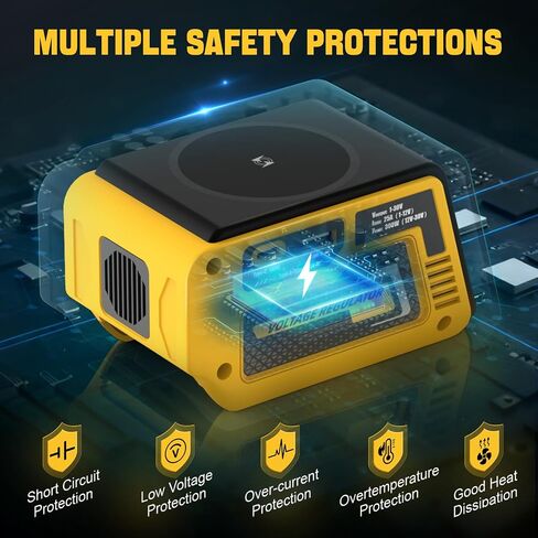 منظم الجهد 300W متوافق مع بطارية DeWalt 20V (البطارية غير المدرجة) ، 1–30 فولت إخراج DC ، شحن سريع 140 واط PD ، شاحن لاسلكي 15W in Kuwait