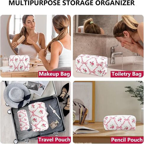 2pcs حقيبة مكياج الأزهار للنساء من القطن مبطن صغير coquette كيس مستحضرات التجميل لطيف زهرة زهرة مكياج الحقيبة جمالية قلم رصاص القلم الرصاص حقيبة الأزياء على قطعة القماش العصرية in Kuwait