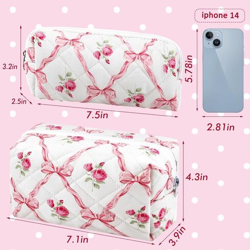 2pcs حقيبة مكياج الأزهار للنساء من القطن مبطن صغير coquette كيس مستحضرات التجميل لطيف زهرة زهرة مكياج الحقيبة جمالية قلم رصاص القلم الرصاص حقيبة الأزياء على قطعة القماش العصرية in Kuwait