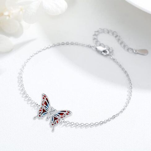 Butterfly Bracelet for Women 925 Sterling Silver Bracelets Adjustable Opal Butterfly Bracelet Jewelry Christmas Gifts for Wife Girlfriend in Kuwait