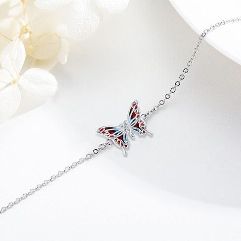 Butterfly Bracelet for Women 925 Sterling Silver Bracelets Adjustable Opal Butterfly Bracelet Jewelry Christmas Gifts for Wife Girlfriend in Kuwait