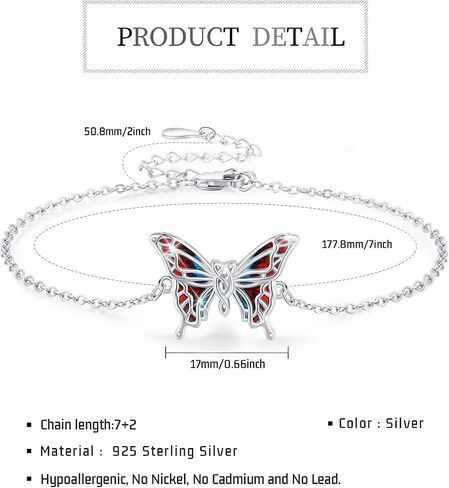 Butterfly Bracelet for Women 925 Sterling Silver Bracelets Adjustable Opal Butterfly Bracelet Jewelry Christmas Gifts for Wife Girlfriend in Kuwait