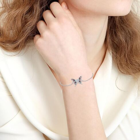 Butterfly Bracelet for Women 925 Sterling Silver Bracelets Adjustable Opal Butterfly Bracelet Jewelry Christmas Gifts for Wife Girlfriend in Kuwait