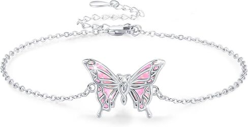 Butterfly Bracelet for Women 925 Sterling Silver Bracelets Adjustable Opal Butterfly Bracelet Jewelry Christmas Gifts for Wife Girlfriend in Kuwait