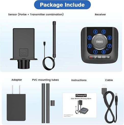 Wireless Driveway Alarm, Motion Alarms for Cars with 12ft Cord Long Range Base Station, Weatherproof Driveway Alert, Ignores Animals and People (1 Sensor Without Receiver) in Saudi Arabia