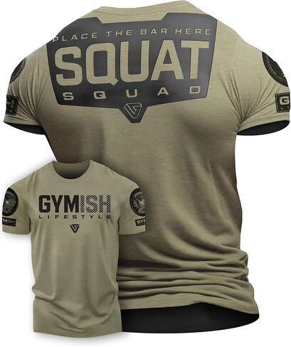 Gymish Lifestyle Squat Squad Rubber Back Protection Layer Gym Workout Shirt for Men in Saudi Arabia