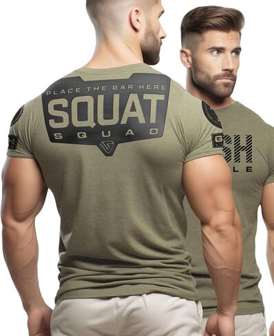 Gymish Lifestyle Squat Squad Rubber Back Protection Layer Gym Workout Shirt for Men in Saudi Arabia