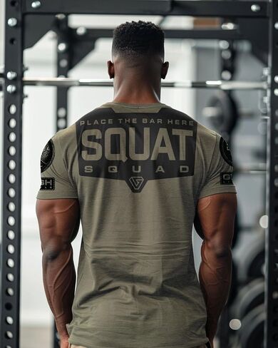Gymish Lifestyle Squat Squad Rubber Back Protection Layer Gym Workout Shirt for Men in Saudi Arabia