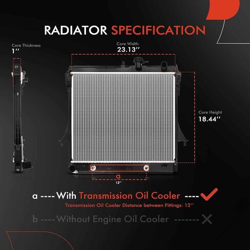 A-Premium Engine Coolant Radiator Assembly with Transmission Oil Cooler Compatible with Chevy Colorado & GMC Canyon 09-12 & Hummer H3 06-10, H3T 09-10, 3.5L 3.7L 5.3L, AT, Replace# 25964053 in Saudi Arabia