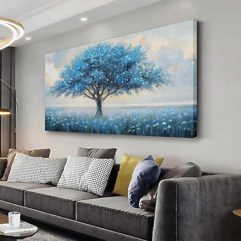 Glvzygy Blue Tree of Life Wall Art Abstract Modern Canvas Canvas Painting Tree Tree Pictures Gall Decor Decor Home Wall جاهز للتعليق لغرفة نوم غرفة المعيشة 20 "x40" in Saudi Arabia