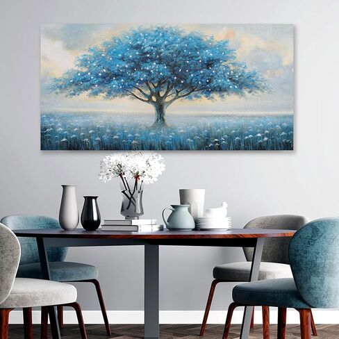 Glvzygy Blue Tree of Life Wall Art Abstract Modern Canvas Canvas Painting Tree Tree Pictures Gall Decor Decor Home Wall جاهز للتعليق لغرفة نوم غرفة المعيشة 20 "x40" in Saudi Arabia