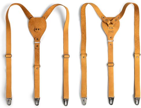 Hide & Groom, Drop-Shaped Suspender with Adjustable Size Straps for Men, Full Grain Leather, Handmade in Kuwait