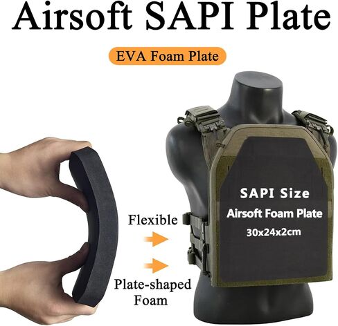 Tactical Foam SAPI Plates 2Pcs, Lightweight Inner Liner Foam Plates Sturdy Dummy Plates Absorb Impact EVA Pads Fit for Tactical Vest Plate Carrier in Saudi Arabia