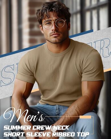 4 Pack Men's Big and Tall T Shirts Short Sleeve Crewneck Ribbed Knit Tops Basic Slim Fit Muscle Tee Shirts in Kuwait
