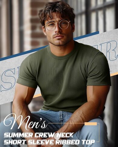 4 Pack Men's Big and Tall T Shirts Short Sleeve Crewneck Ribbed Knit Tops Basic Slim Fit Muscle Tee Shirts in Kuwait