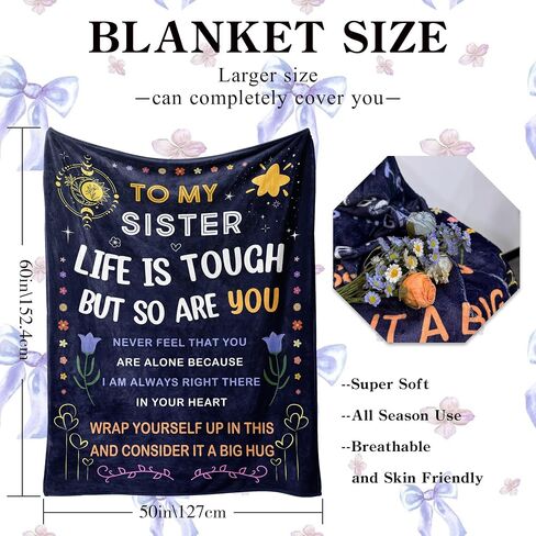 Gifts for Sister - Birthday, Mothers Day Sister Gifts from Sisters, Brother - to My Sister Blanket - Little | Big Sisters Gift for Women - Present for Christmas Valentines Day - Throw Blanket 50"x60" in Kuwait