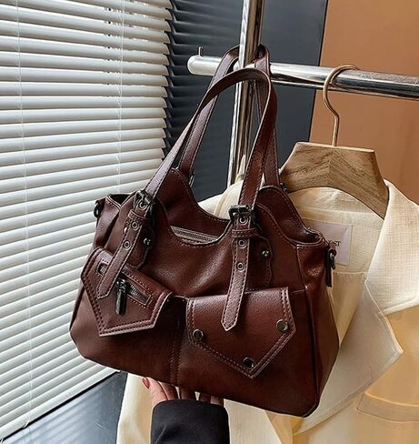 Vintage Large Capacity Shoulder Crossbody Tote Bags for Women Vegan leather Hobo Satchel Y2K Purses Commute Travel Bags in Kuwait