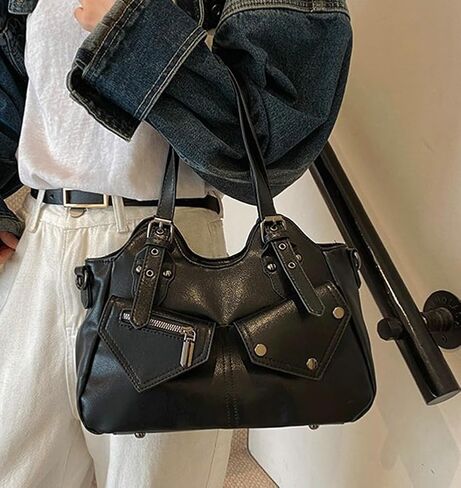 Vintage Large Capacity Shoulder Crossbody Tote Bags for Women Vegan leather Hobo Satchel Y2K Purses Commute Travel Bags in Kuwait