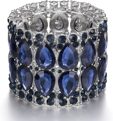 EVER FAITH Wedding Prom Jewelry Austrian Rhinestones Double Layers Teardrop Elastic Stretch Bracelet for Women in Saudi Arabia
