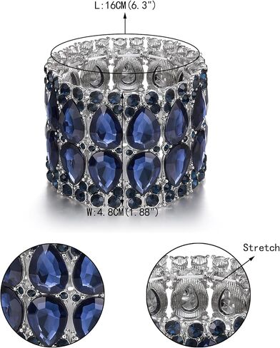 EVER FAITH Wedding Prom Jewelry Austrian Rhinestones Double Layers Teardrop Elastic Stretch Bracelet for Women in Saudi Arabia
