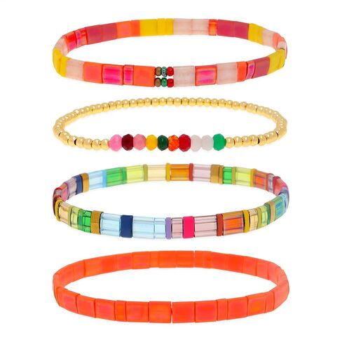 Tila Flat Miyuki Glass Beads Stack Stack Stack Stack for Women ، Boho Colorful Gold Gold Gemstone Gemstone Stretch Festive Holiday Association Gift. in Kuwait