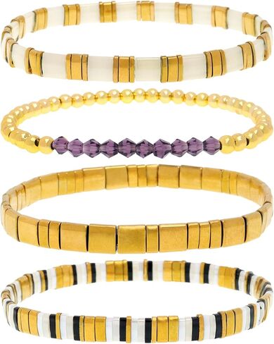 Tila Flat Miyuki Glass Beads Stack Stack Stack Stack for Women ، Boho Colorful Gold Gold Gemstone Gemstone Stretch Festive Holiday Association Gift. in Kuwait