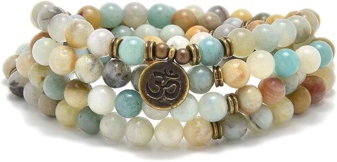 108 Natural Stone Mala Beads Yoga Jewelry Meditation Bracelet Necklace with om Charm in Saudi Arabia