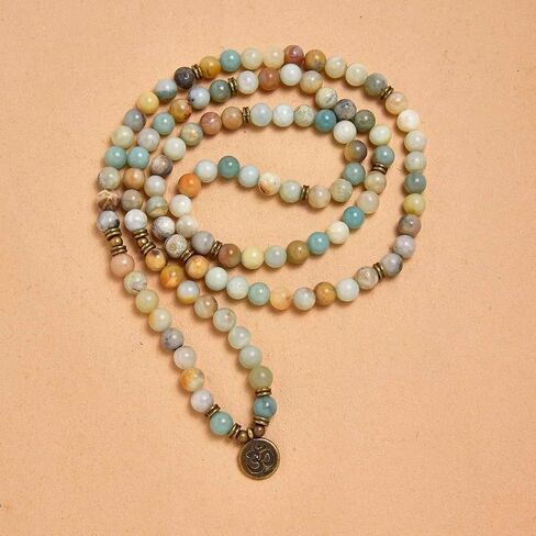 108 Natural Stone Mala Beads Yoga Jewelry Meditation Bracelet Necklace with om Charm in Saudi Arabia