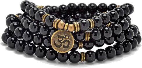 108 Natural Stone Mala Beads Yoga Jewelry Meditation Bracelet Necklace with om Charm in Saudi Arabia