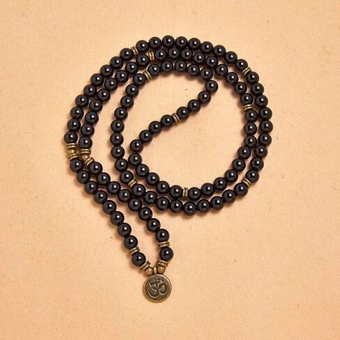 108 Natural Stone Mala Beads Yoga Jewelry Meditation Bracelet Necklace with om Charm in Saudi Arabia