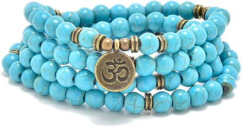 108 Natural Stone Mala Beads Yoga Jewelry Meditation Bracelet Necklace with om Charm in Saudi Arabia