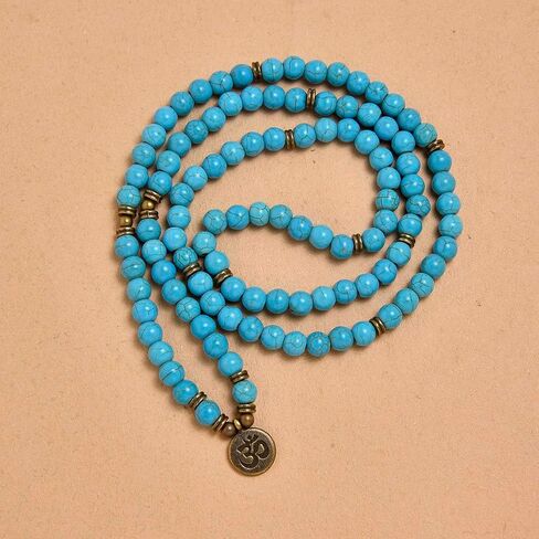 108 Natural Stone Mala Beads Yoga Jewelry Meditation Bracelet Necklace with om Charm in Saudi Arabia