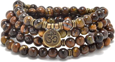 108 Natural Stone Mala Beads Yoga Jewelry Meditation Bracelet Necklace with om Charm in Saudi Arabia