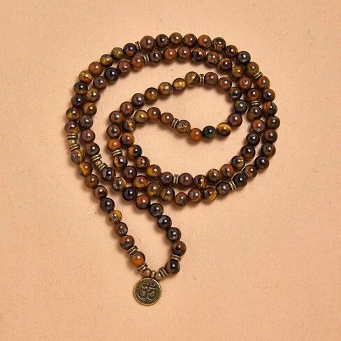 108 Natural Stone Mala Beads Yoga Jewelry Meditation Bracelet Necklace with om Charm in Saudi Arabia