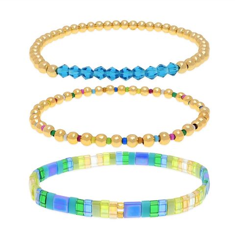 Tila Flat Miyuki Glass Beads Stack Stack Stack Stack for Women ، Boho Colorful Gold Gold Gemstone Gemstone Stretch Festive Holiday Association Gift. in Saudi Arabia