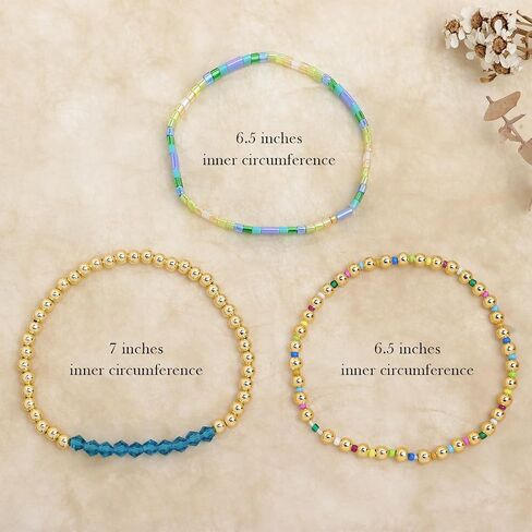 Tila Flat Miyuki Glass Beads Stack Stack Stack Stack for Women ، Boho Colorful Gold Gold Gemstone Gemstone Stretch Festive Holiday Association Gift. in Saudi Arabia
