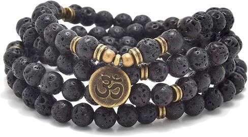 108 Natural Stone Mala Beads Yoga Jewelry Meditation Bracelet Necklace with om Charm in Saudi Arabia