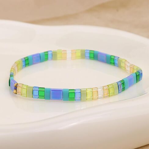 Tila Flat Miyuki Glass Beads Stack Stack Stack Stack for Women ، Boho Colorful Gold Gold Gemstone Gemstone Stretch Festive Holiday Association Gift. in Saudi Arabia