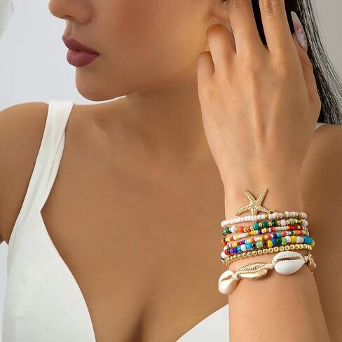 Seashell Shell Bracelet Beach Bracelets Jewelry for Women Starfish Charm Bracelets Beach Accessories Dresses for Women Vcation Outfits Summer Stuff in Saudi Arabia