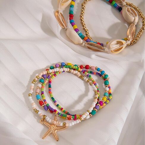 Seashell Shell Bracelet Beach Bracelets Jewelry for Women Starfish Charm Bracelets Beach Accessories Dresses for Women Vcation Outfits Summer Stuff in Saudi Arabia