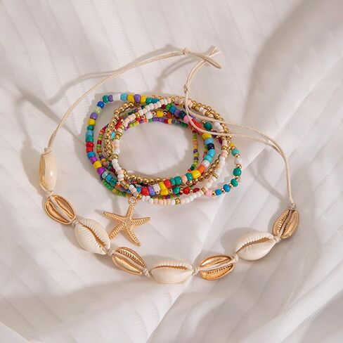 Seashell Shell Bracelet Beach Bracelets Jewelry for Women Starfish Charm Bracelets Beach Accessories Dresses for Women Vcation Outfits Summer Stuff in Saudi Arabia