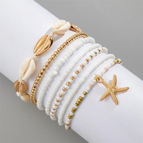 Seashell Shell Bracelet Beach Bracelets Jewelry for Women Starfish Charm Bracelets Beach Accessories Dresses for Women Vcation Outfits Summer Stuff in Saudi Arabia