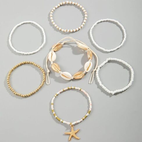 Seashell Shell Bracelet Beach Bracelets Jewelry for Women Starfish Charm Bracelets Beach Accessories Dresses for Women Vcation Outfits Summer Stuff in Saudi Arabia