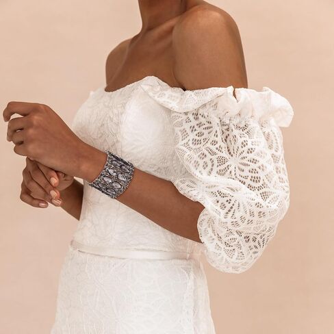 EVER FAITH Wedding Prom Jewelry Austrian Rhinestones Double Layers Teardrop Elastic Stretch Bracelet for Women in Saudi Arabia