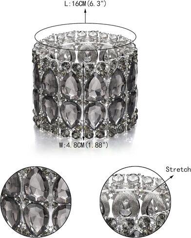 EVER FAITH Wedding Prom Jewelry Austrian Rhinestones Double Layers Teardrop Elastic Stretch Bracelet for Women in Saudi Arabia