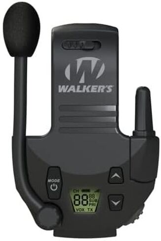 Walker's Razor Slim Electronic Muff (Black Patriot Version) Bundle with Walkie-Talkie Attachment, Shooting Glasses and Cleaning Cloth (4 Items) in Kuwait
